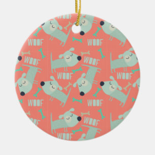 Woof Dogs and Bones Ceramic Tree Decoration