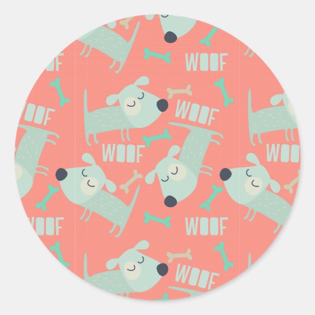 Woof Dogs and Bones Classic Round Sticker (Front)