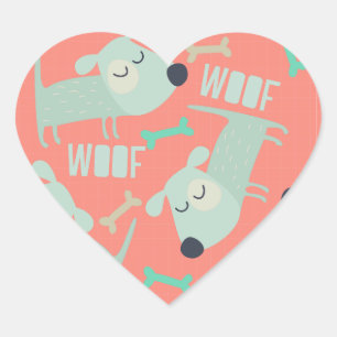 Woof Dogs and Bones Heart Sticker