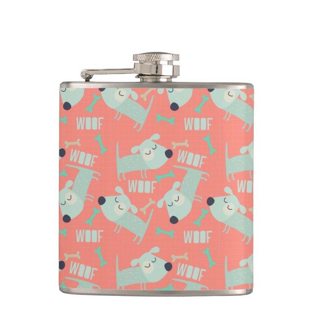 Woof Dogs and Bones Hip Flask (Front)