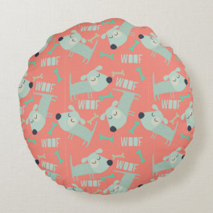 Woof Dogs and Bones Round Cushion