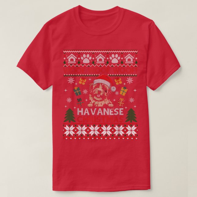 Woof Havanese Christmas Ugly Christmas Sweater Gif (Design Front)