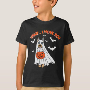 Woof I Mean Boo Funny Ghost Dog Halloween Pumpkin T-Shirt