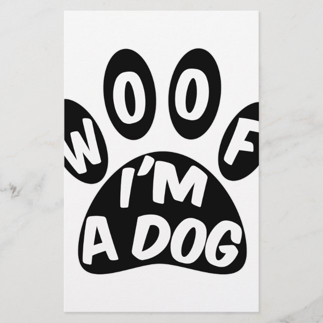 Woof I'm A Dog Stationery (Front)