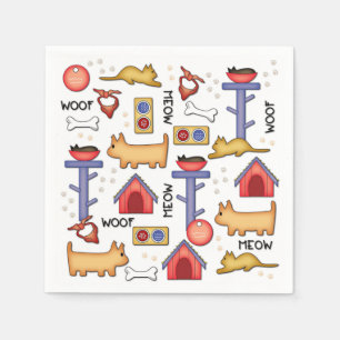 Woof & Meow White Paper Napkins