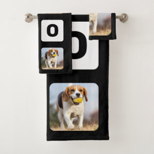 Woof Personalised Photo Collage Pet Lover Dog Bath Towel Set