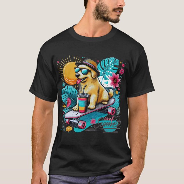 Woof Summer Cute Dog T-shirt (Front)