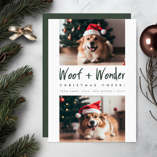 Woof + Wonder Cheer Funny Pet Dog Photo Christmas Holiday Card