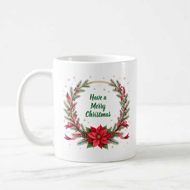 Woof Woof Christmas Mug - Customizable Text  (Left)
