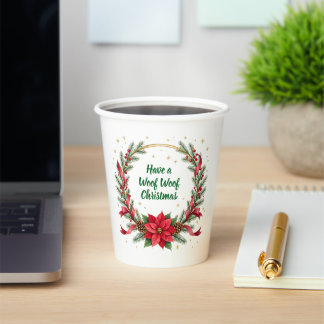 Woof Woof Christmas Paper Cup - Customizable Text 