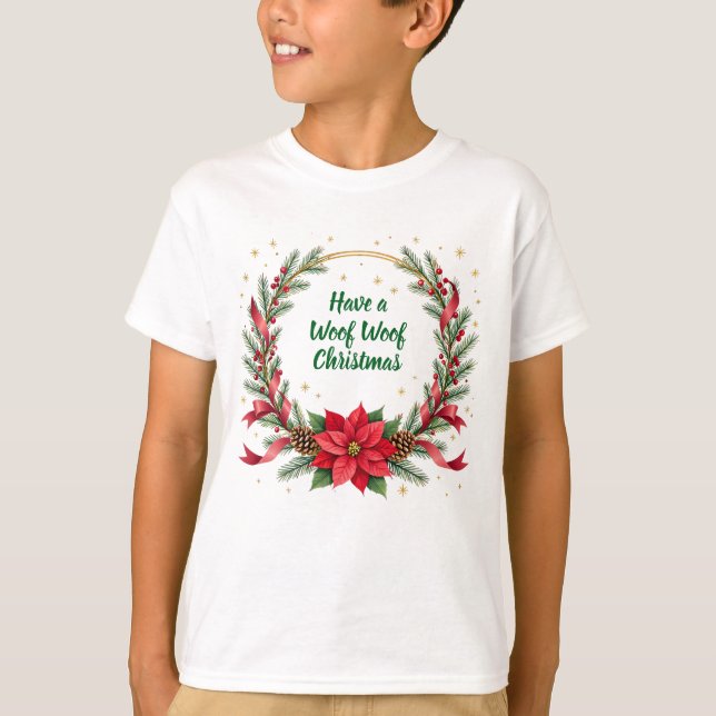 Woof Woof Christmas Shirt - Customizable Text  (Front)
