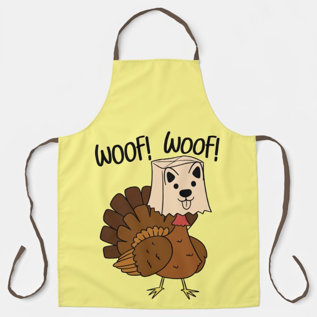 Woof Woof Funny Thanksgiving Turkey Kitchen Apron (Front)