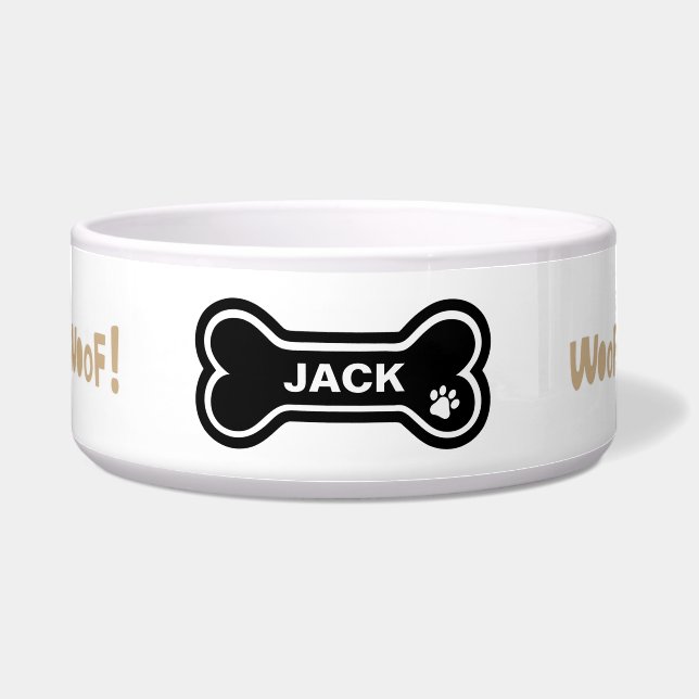 Woof, Woof Paw Print and Heart Personalised Dog (Front)