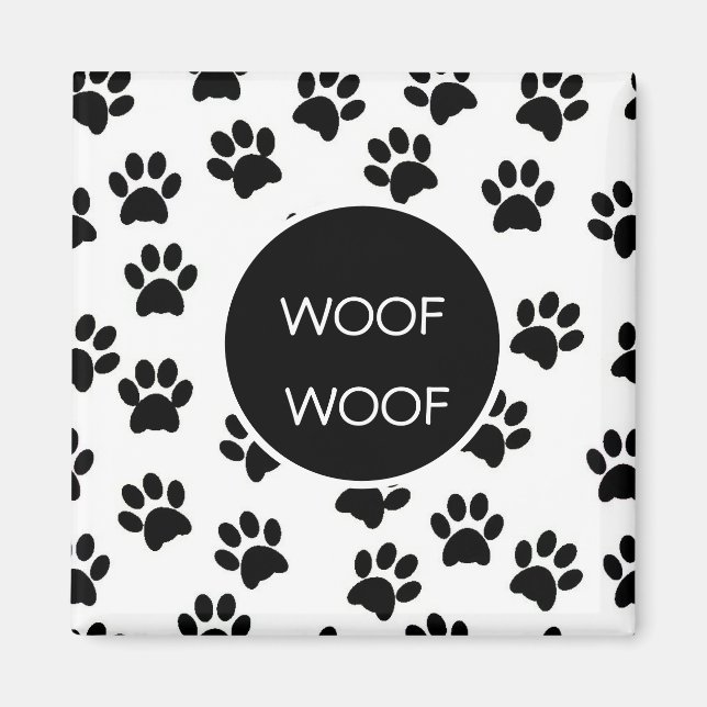 Woof Woof Paw Prints Magnet (Front)