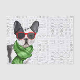 Woof Word Art and Christmas Boston Terrier Tissue Paper