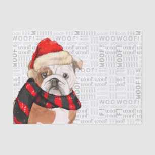 Woof Word Art and English Bulldog Christmas Tissue Paper