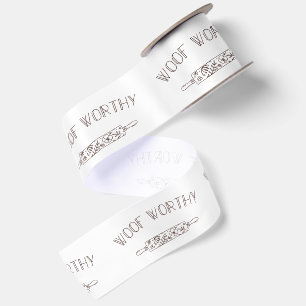 Woof Worthy   Homemade Dog Treat White & Brown Satin Ribbon