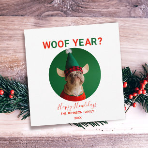 Woof Year Pet Christmas Holiday Photo Card