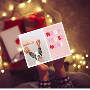 Woof You Be Mine Valentines Dog Postcard