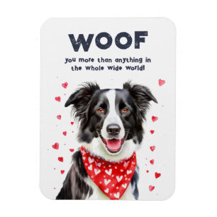 Woof you more than Border Collie Heart Bandanna Magnet