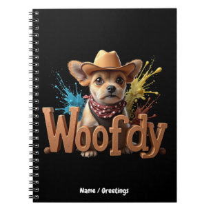 Woofdy Funny Western Cowboy Dog in Texas Notebook