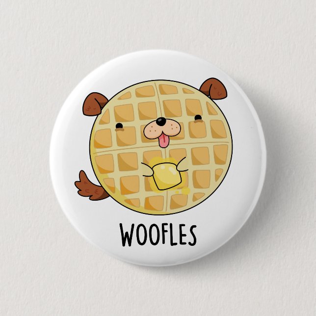 Woofles Funny Doggy Waffle Pun  6 Cm Round Badge (Front)