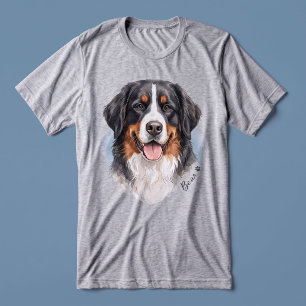 Woofwash Watercolor Pet Portrait Script Name Tri-Blend Shirt