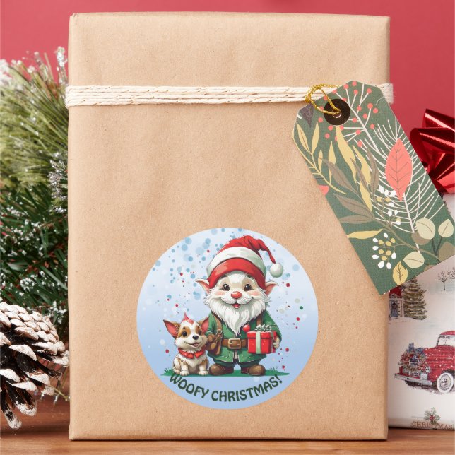 Woofy Christmas!  Classic Round Sticker (Holiday)