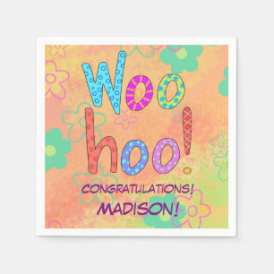 Woohoo Word Art Name Personalised Congratulations Napkin
