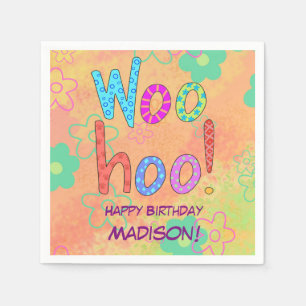 Woohoo Word Text Art Name Personalised Birthday Napkin