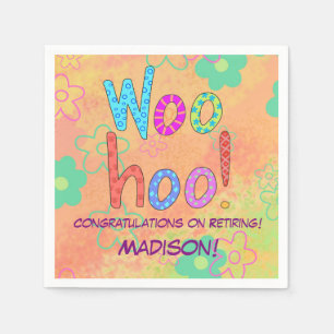 Woohoo Word Text Art Name Personalised Retirement Napkin