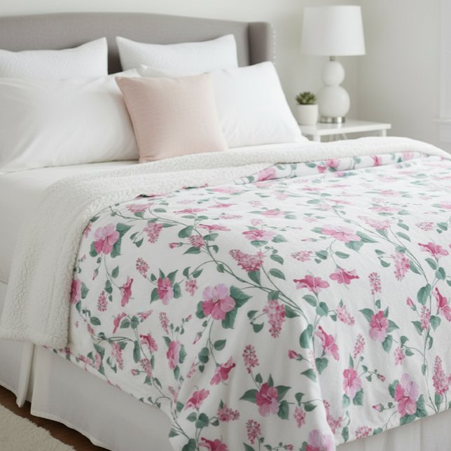 wool blanket, floral print blanket, pink blanket (Creator Uploaded)