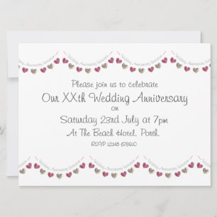 Wool heart bunting Wedding Anniversary Invitation