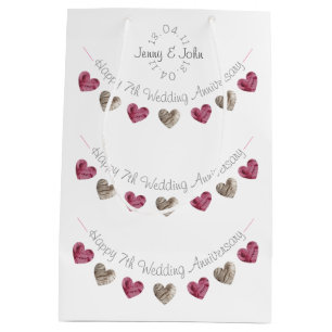 Wool heart wedding anniversary gift bag