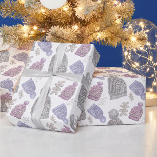 Wool Knit Hats Watercolor Hand-painted Wrapping Paper