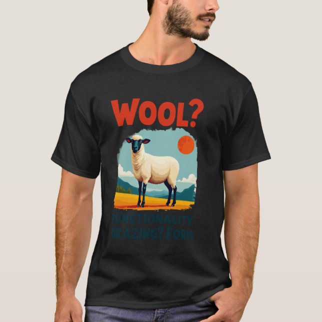Wool Sheep Functionality Grazing Form T-Shirt (Front)