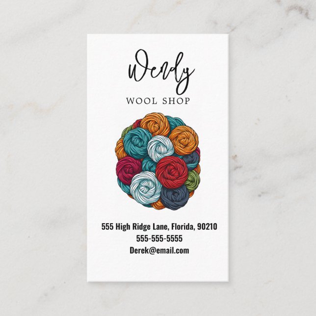 wool shop workshop  business card (Front)