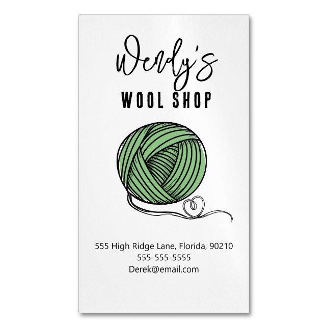 wool shop workshop  magnetic business card (Front Vertical)