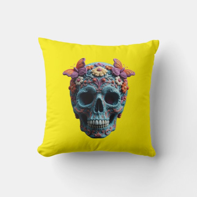 Wool Skull Cushion (Front)