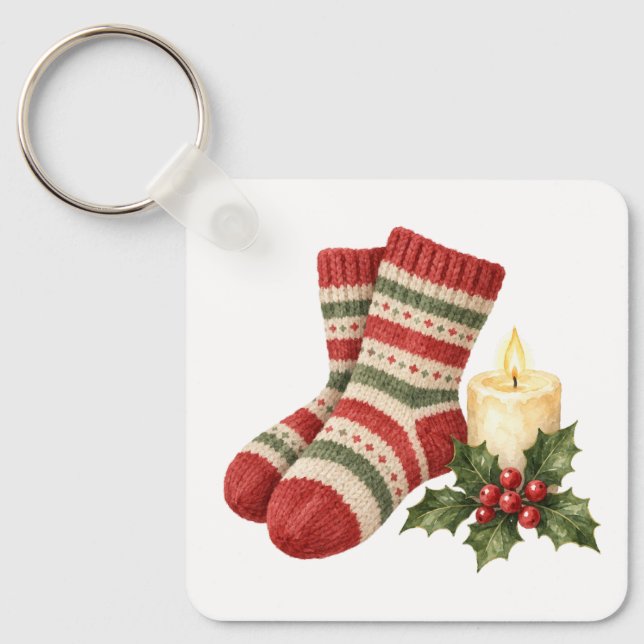 Wool Socks and Candle Key Ring (Front)