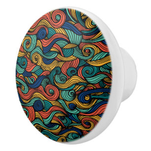 Wool Topped paisley      Ceramic Knob