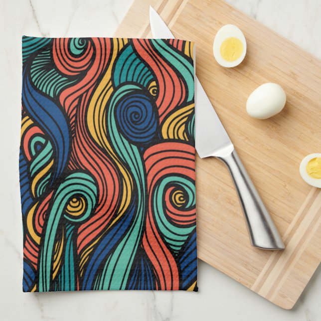 Wool Topped paisley      Tea Towel (Quarter Fold)