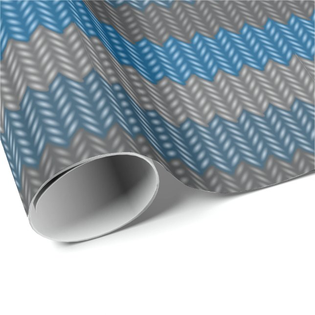 Wool Wrapping Paper Blue Knitting Wool Gift Paper (Roll Corner)