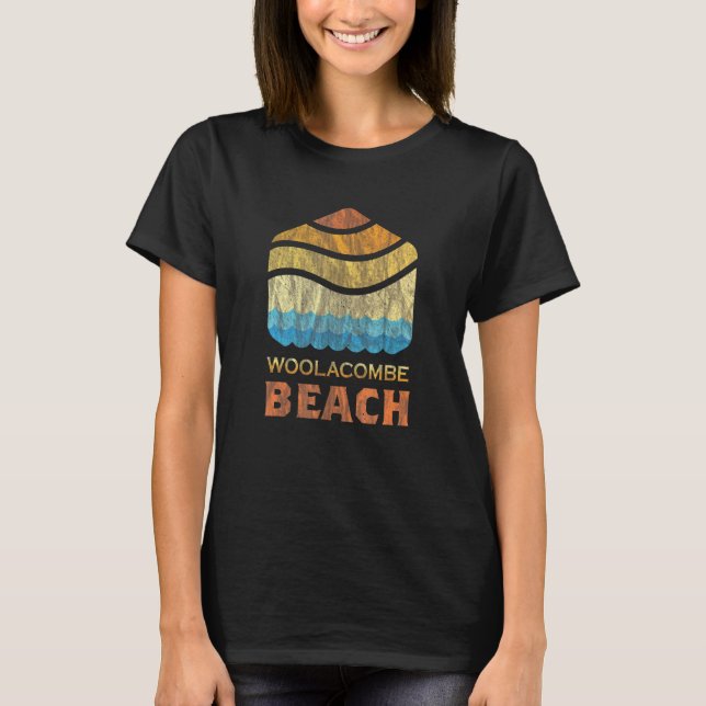 Woolacombe Beach - Devon - Retro Waves Beach Graph T-Shirt (Front)