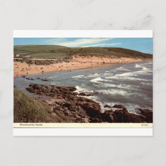 Woolacombe Sands Vintage Devon Beach View Postcard (Front)