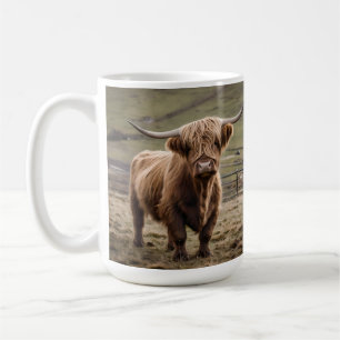 Woolly Brown Highland Cow, Coffee Mug