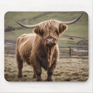 Woolly Brown Highland Cow,  Mouse Pad