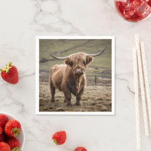 Woolly Brown Highland Cow, Napkin