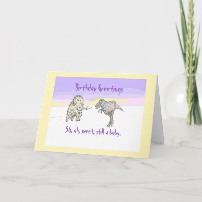 Woolly Mammoth and Dinosaur birthday card (Front)
