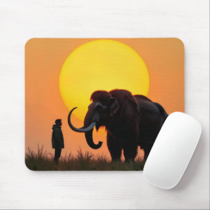 Woolly Mammoth and Man Mouse Pad